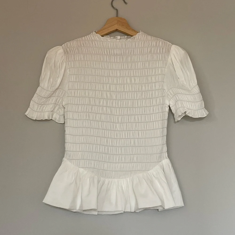 NEW Reformation Aggie Short Sleeve Top Peplum White | size XS - Picture 6 of 11
